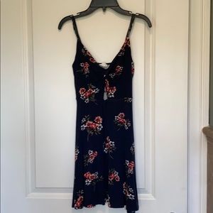 navy blue floral dress with cut out